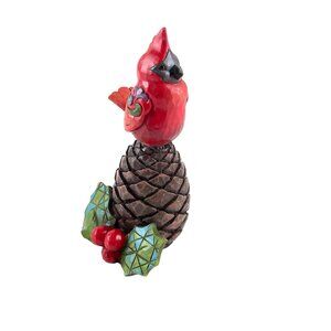 Jim Shore Mini Christmas Cardinal Figurine Holiday Cardinal Pinecone 2012